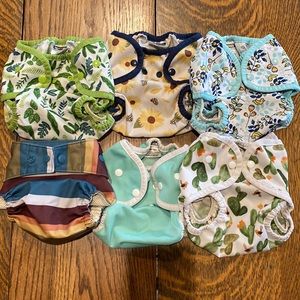 6 EUC Diaper Covers size 2: Thirsties & 1 Grovia Nature Prints